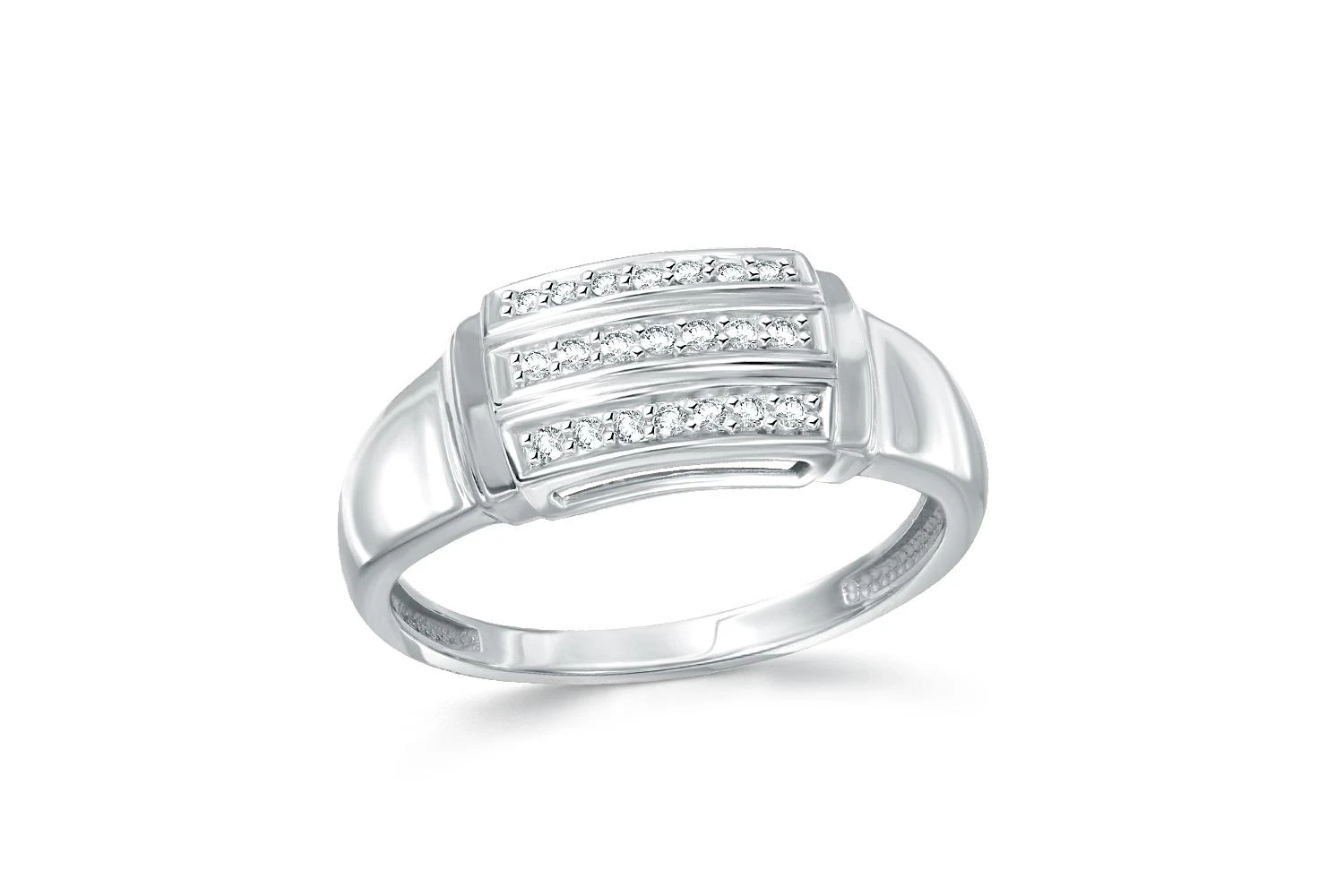 Кольцо из белого золота с 21 фианитами