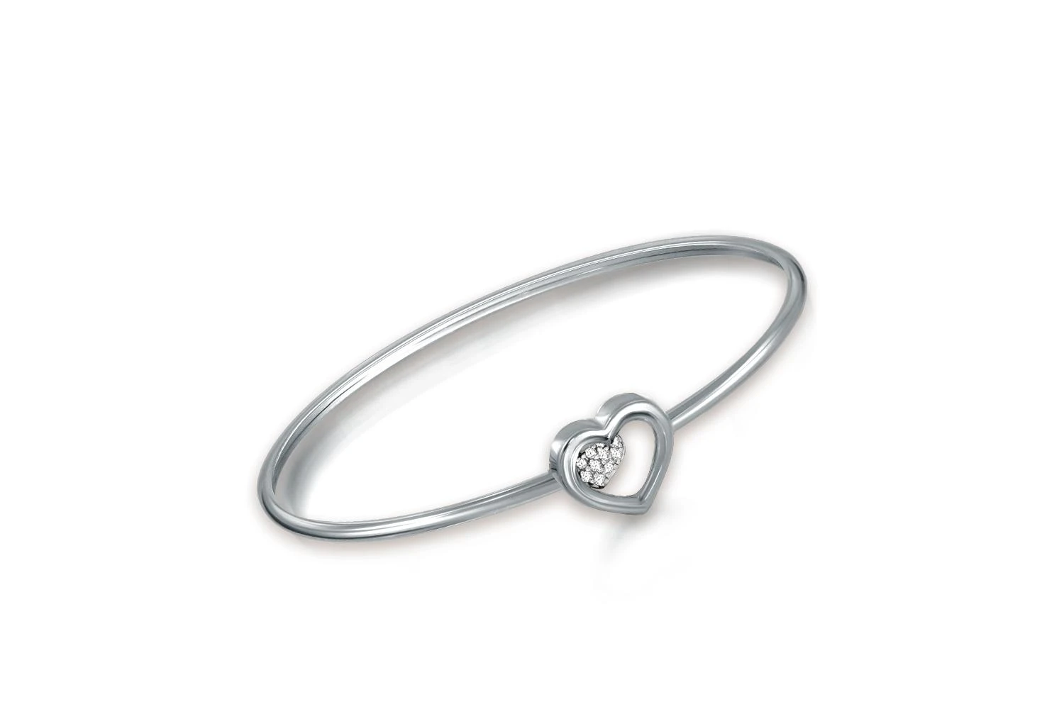 Браслет Сердце из белого золота с 13 фианитами
