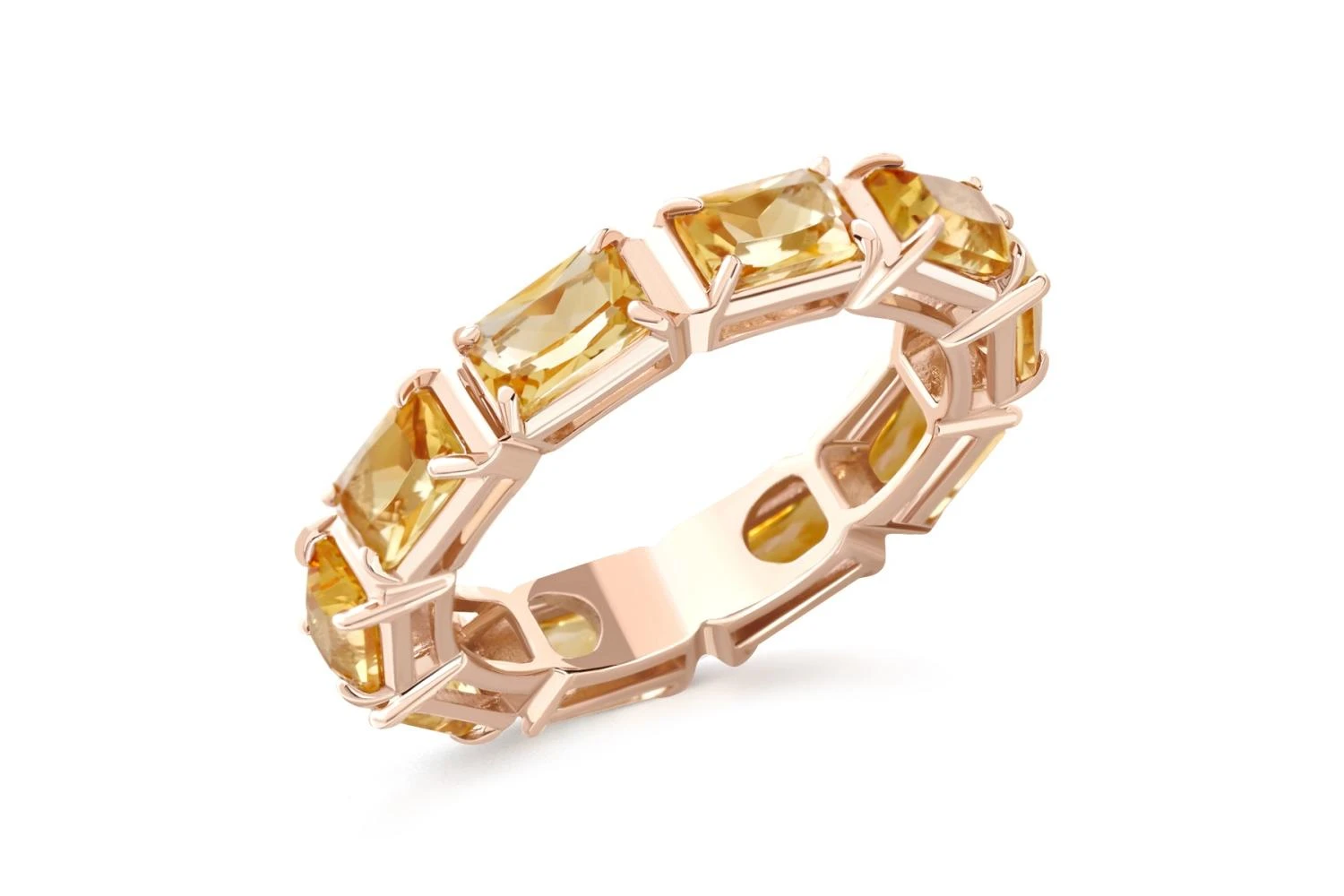 Кольцо из красного золота с 10 цитринами