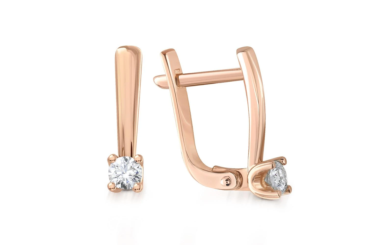 Серьги из красного золота с 2 муассанитами