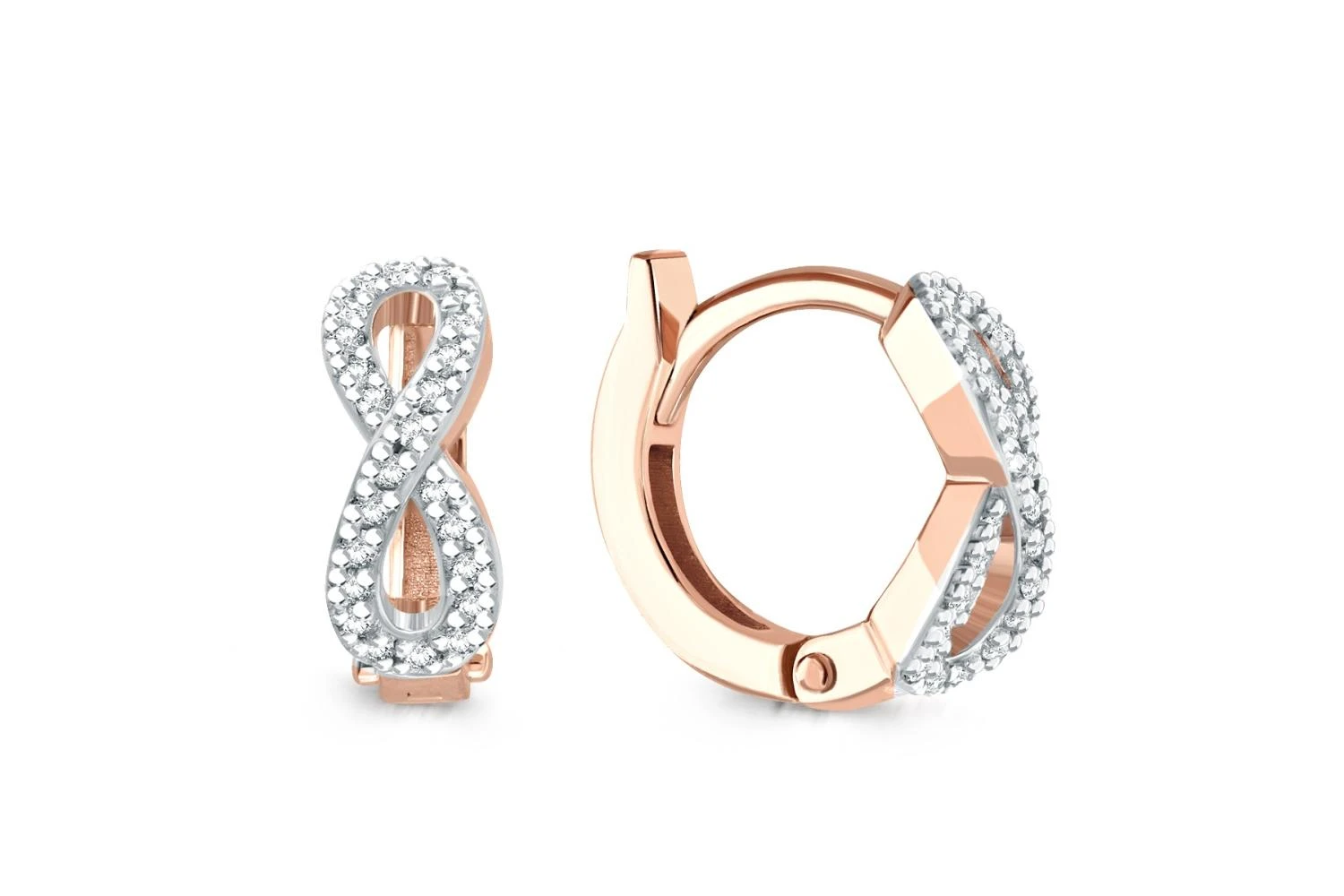 Серьги Бесконечность из красного золота с 48 фианитами