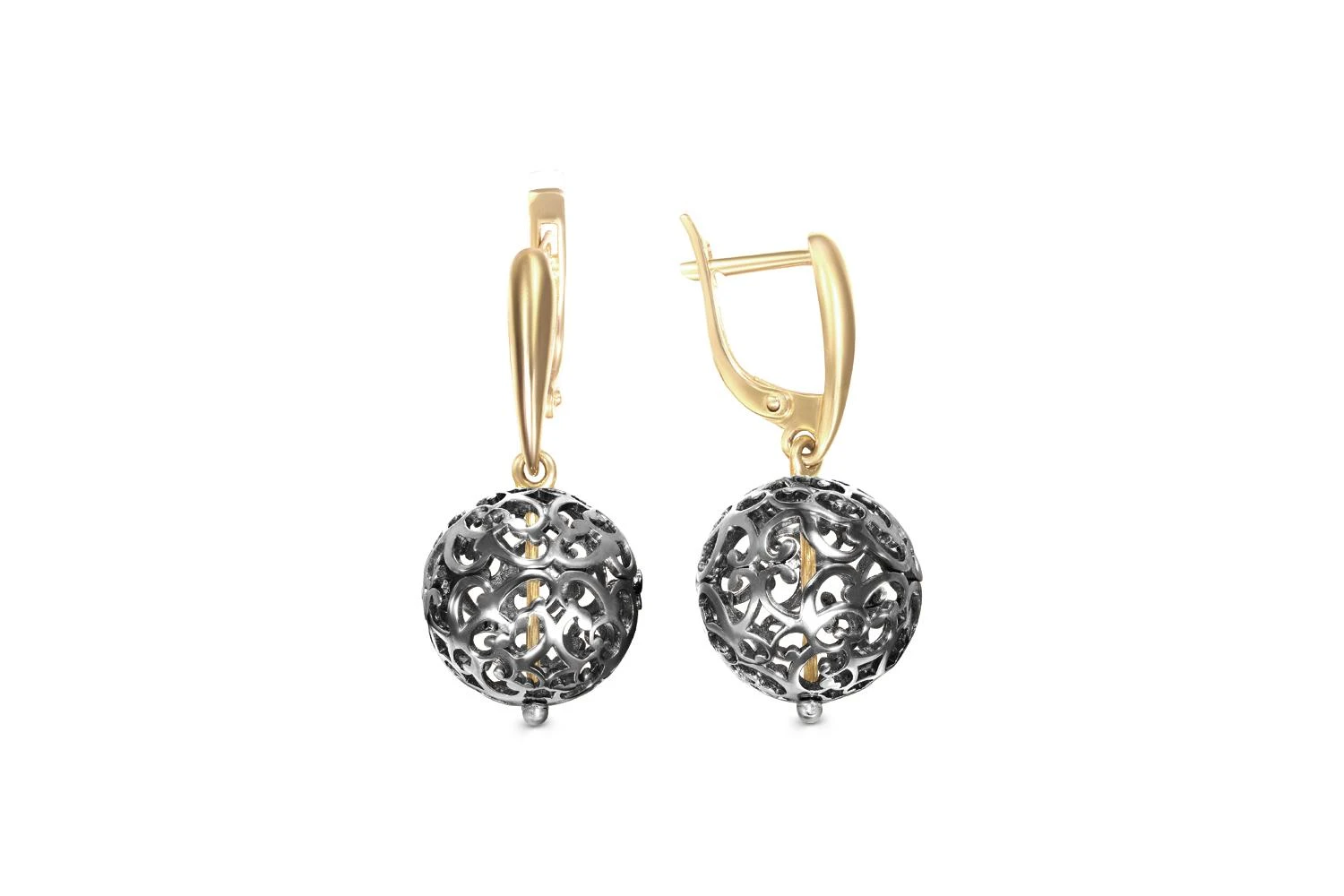 Серьги Шары из жёлтого золота без вставок