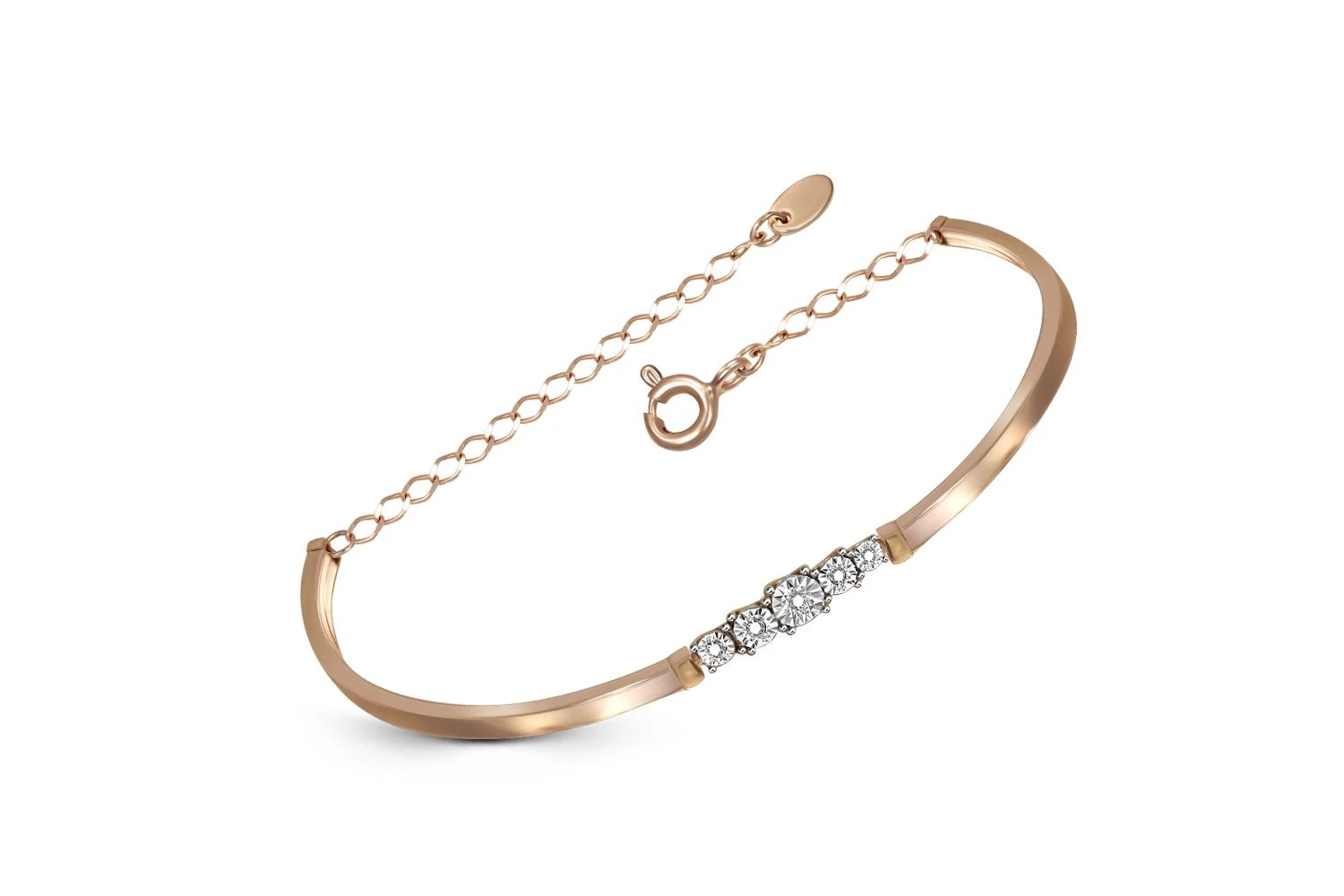 Браслет из красного золота с 5 бриллиантами