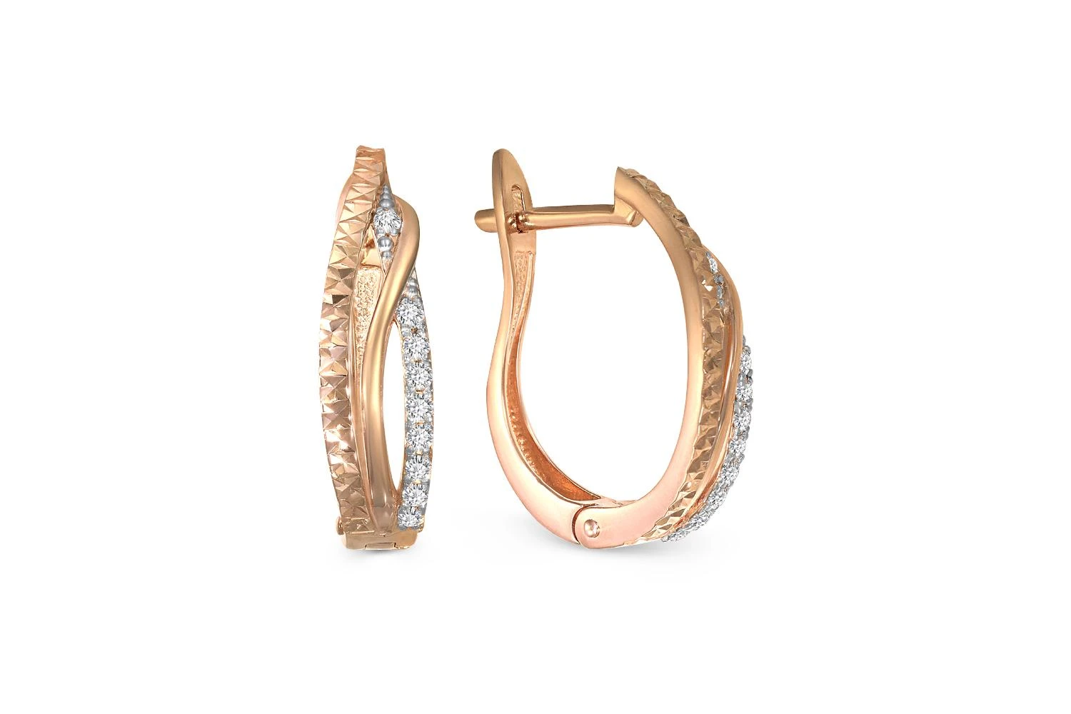 Серьги Дорожки из красного золота с 18 бриллиантами