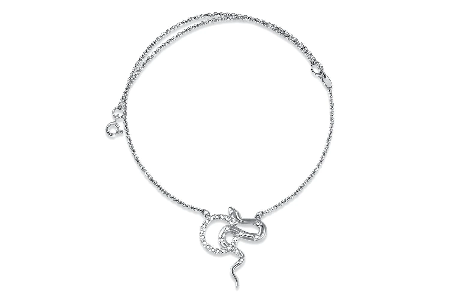 Колье Змея из белого золота с 24 фианитами