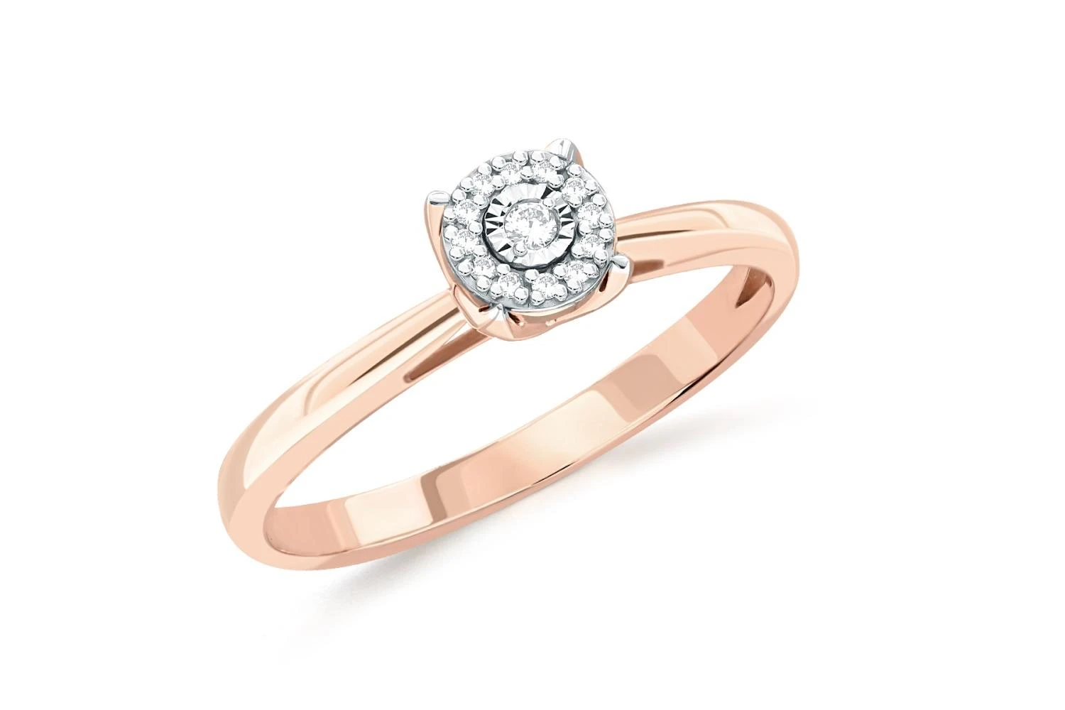 Кольцо из красного золота с 13 выращенными бриллиантами