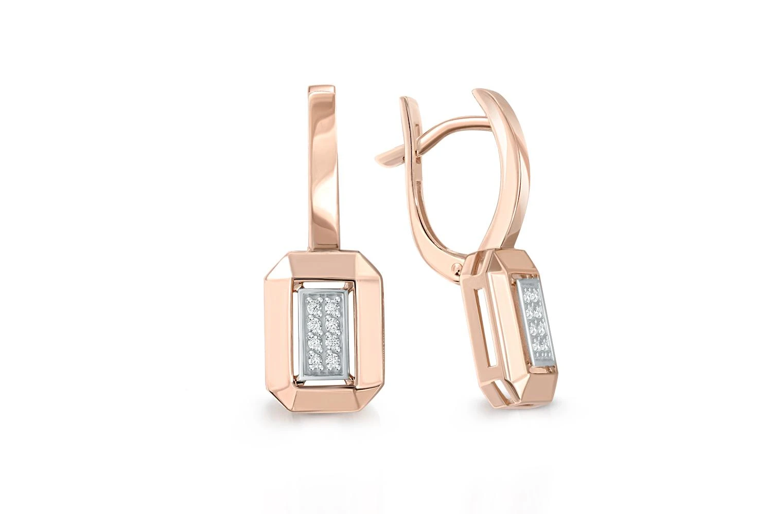 Серьги из красного золота с 16 фианитами