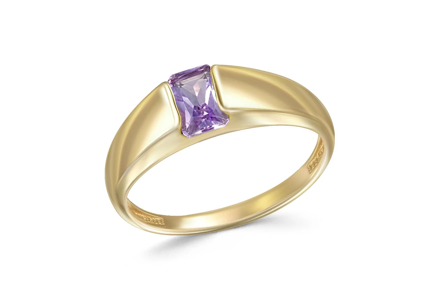 Кольцо из жёлтого золота с аметистом