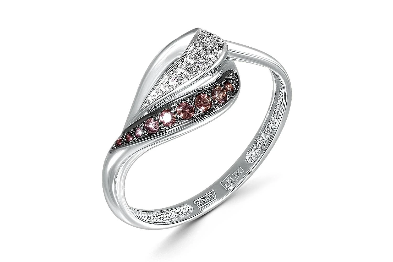 Кольцо из белого золота с 21 фианитами