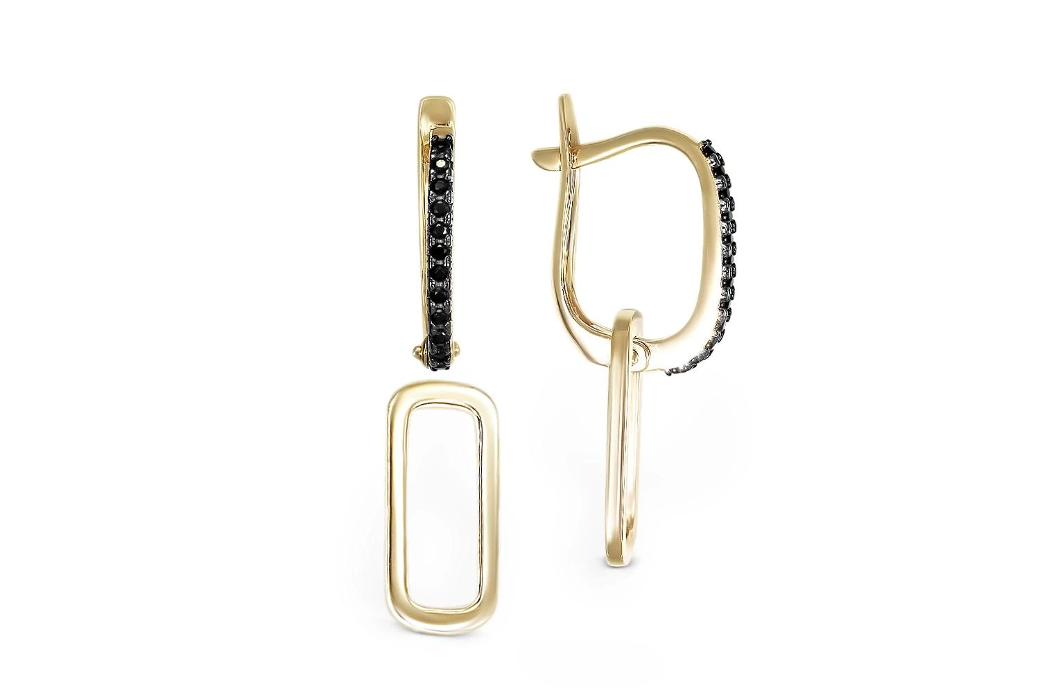 Серьги-трансформеры из жёлтого золота с 24 фианитами