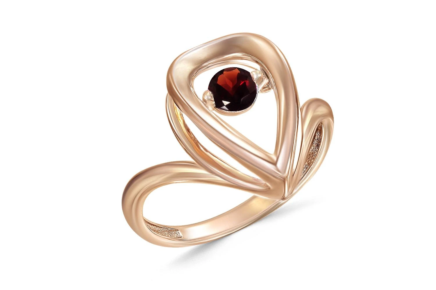 Кольцо из красного золота с гранатом