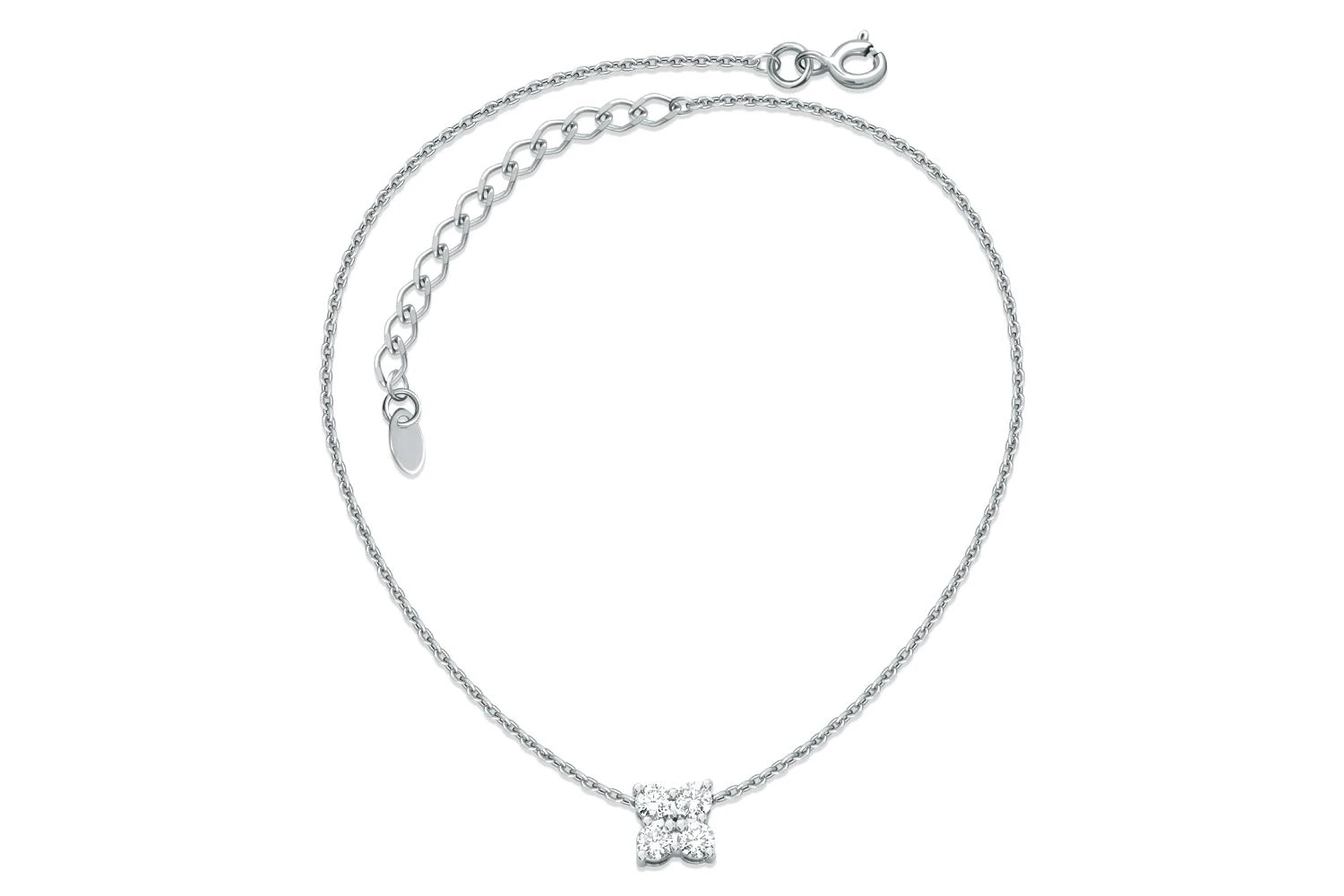 Колье Клевер из белого золота с 4 бриллиантами