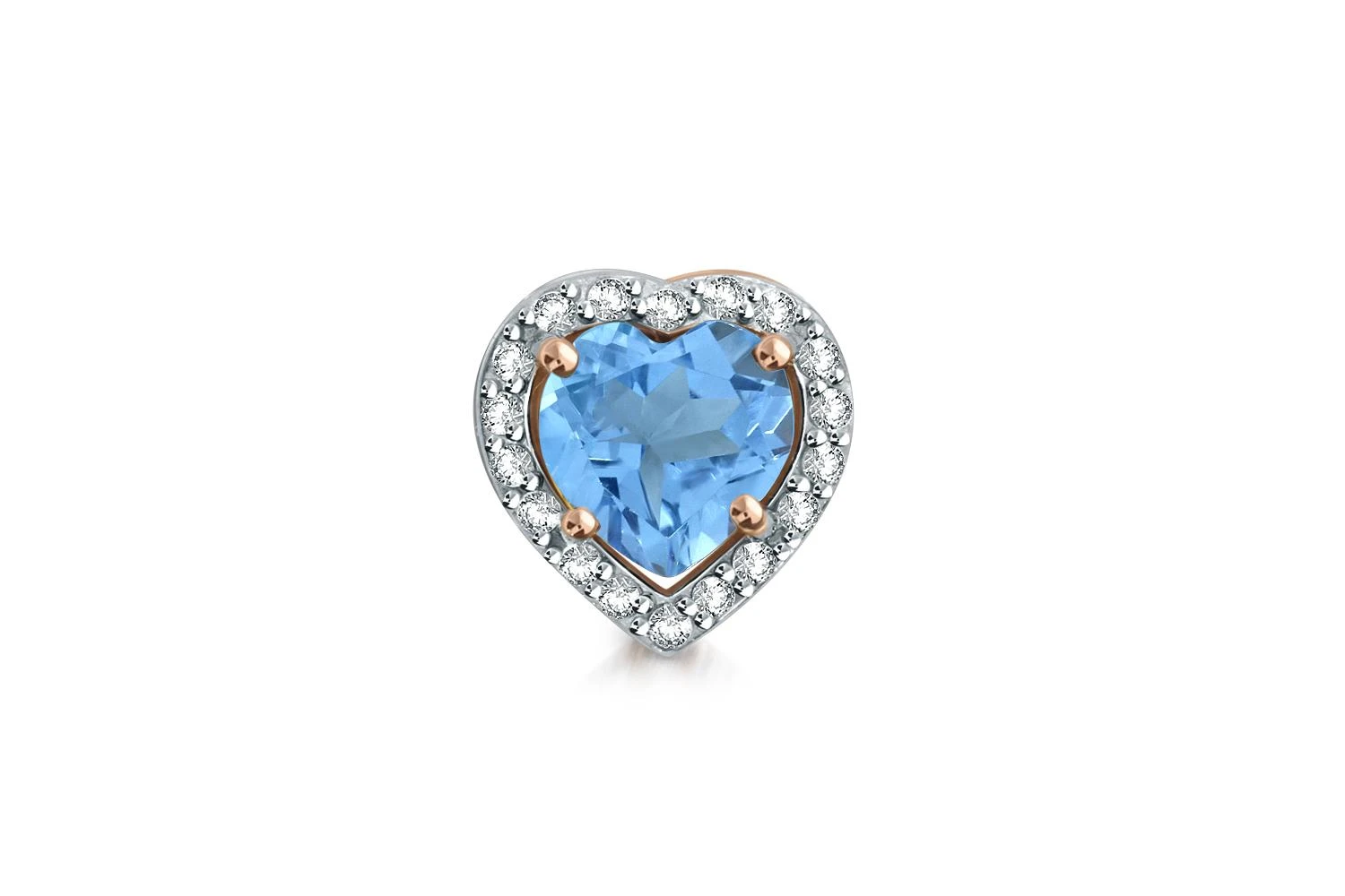 Подвеска Сердце из красного золота с топазом swiss и 18 фианитами