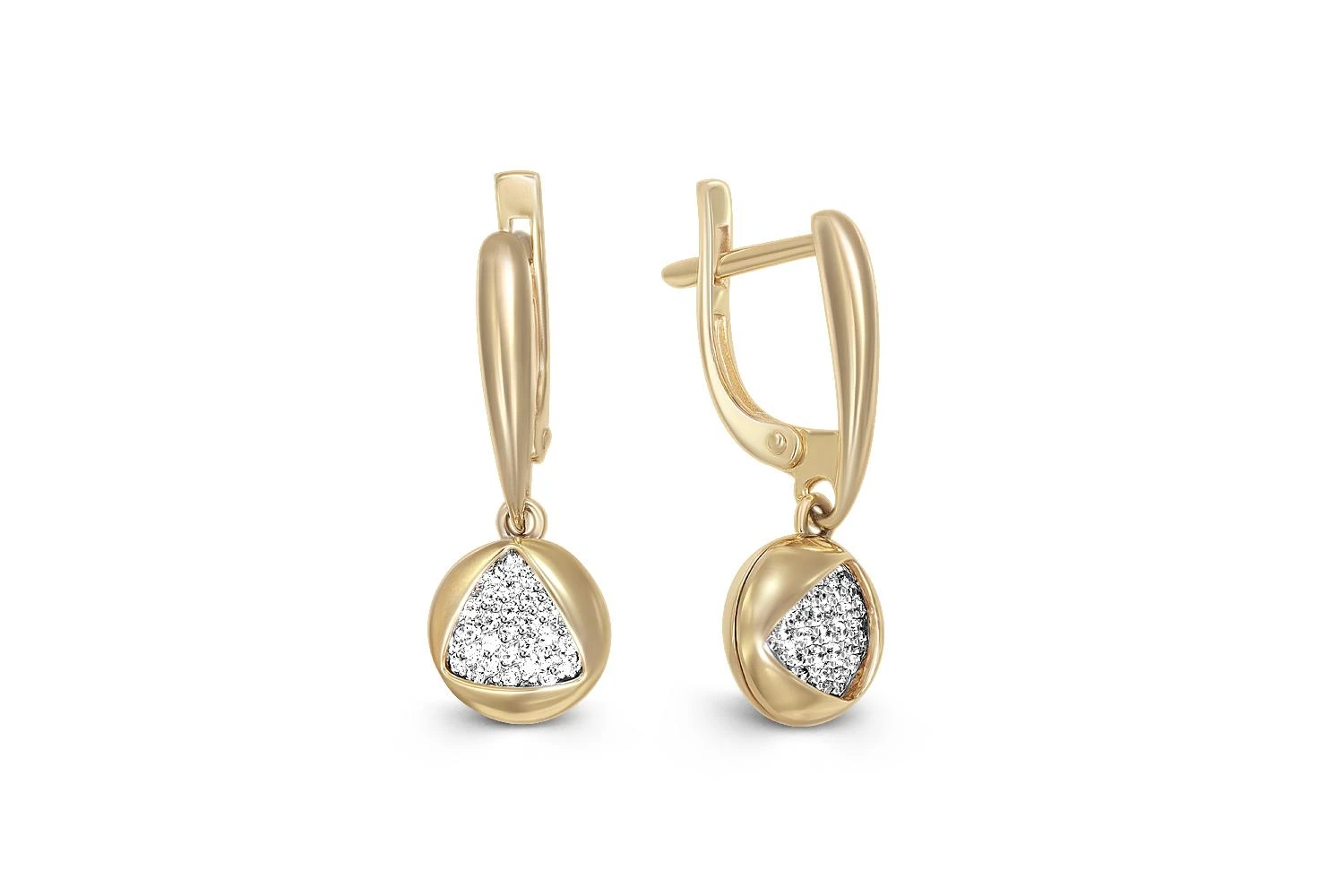 Серьги из жёлтого золота с 68 фианитами