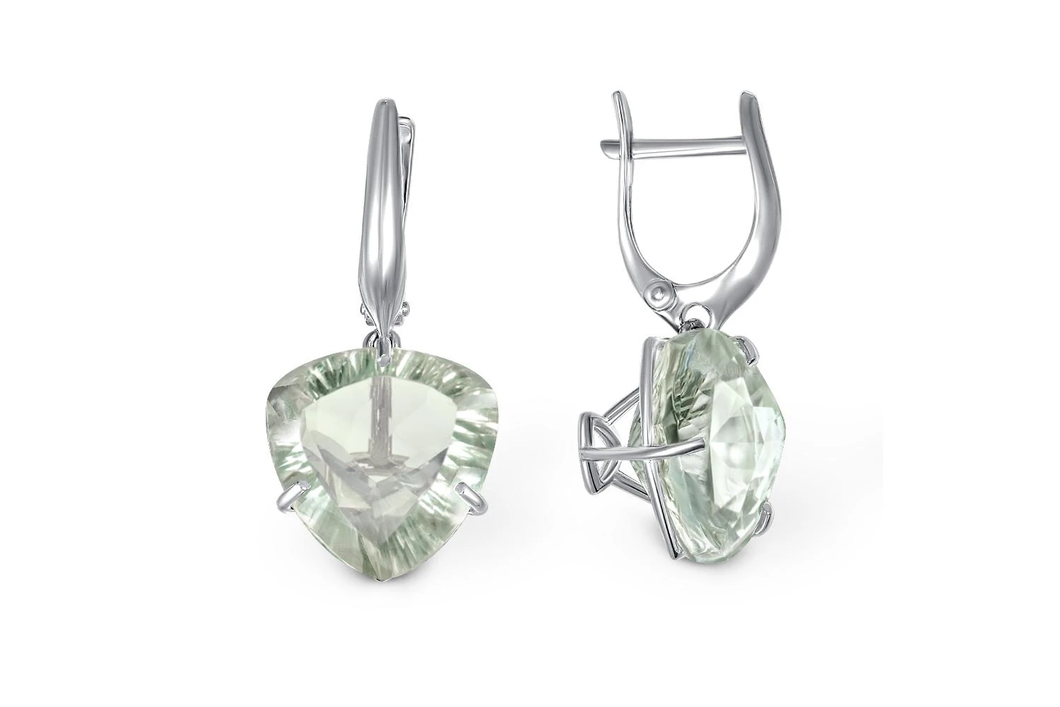 Серьги из белого золота с 2 аметистами