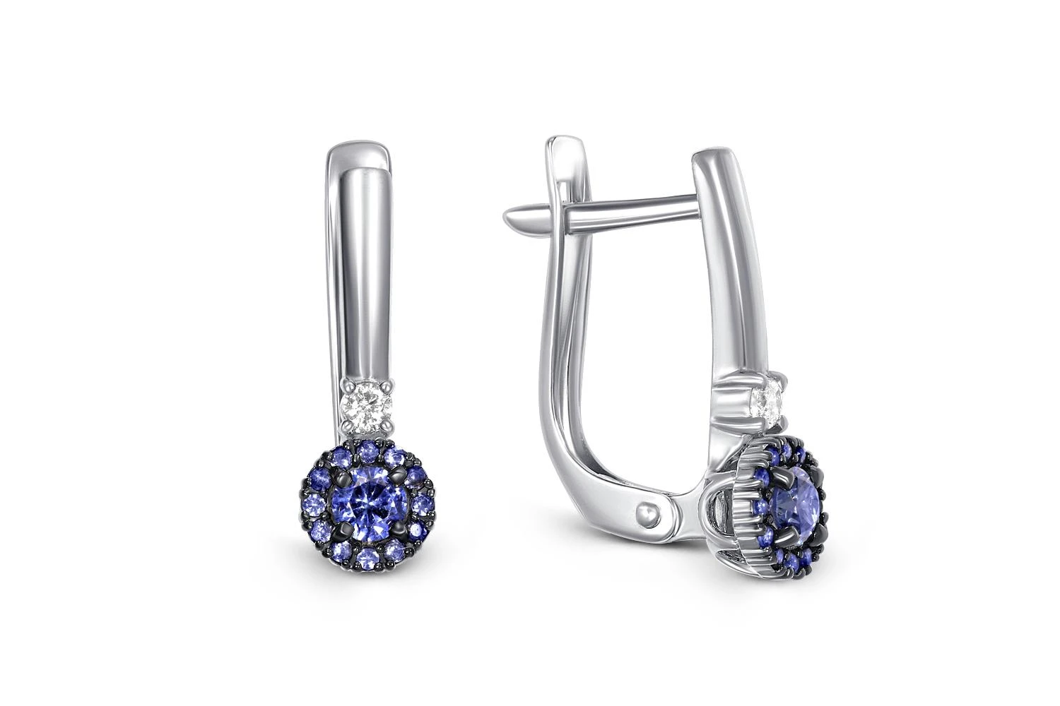 Серьги из белого золота с 28 фианитами