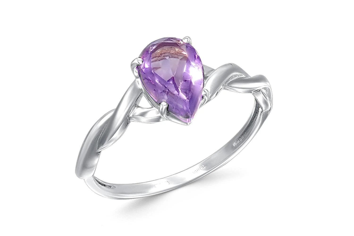 Кольцо из белого золота с аметистом