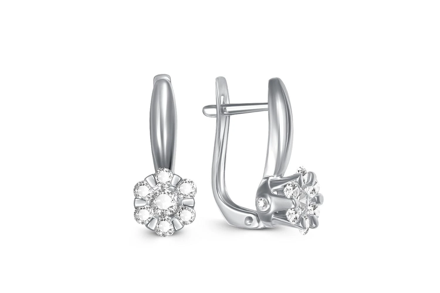 Серьги Малинки из белого золота с 18 бриллиантами