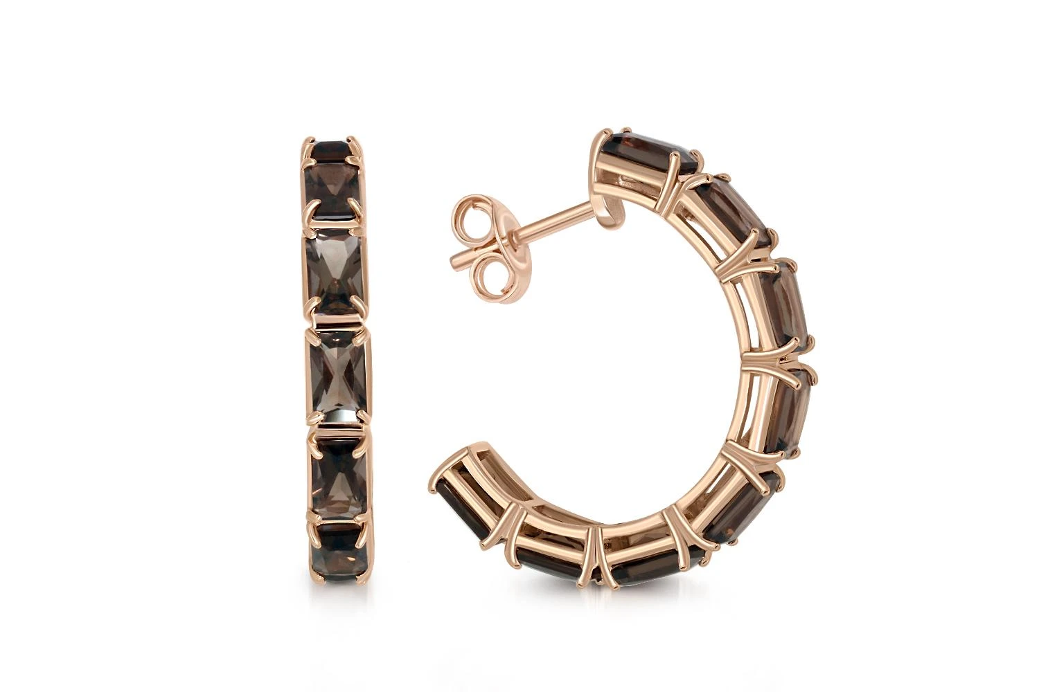 Серьги-пусеты из красного золота с 16 раухтопазами