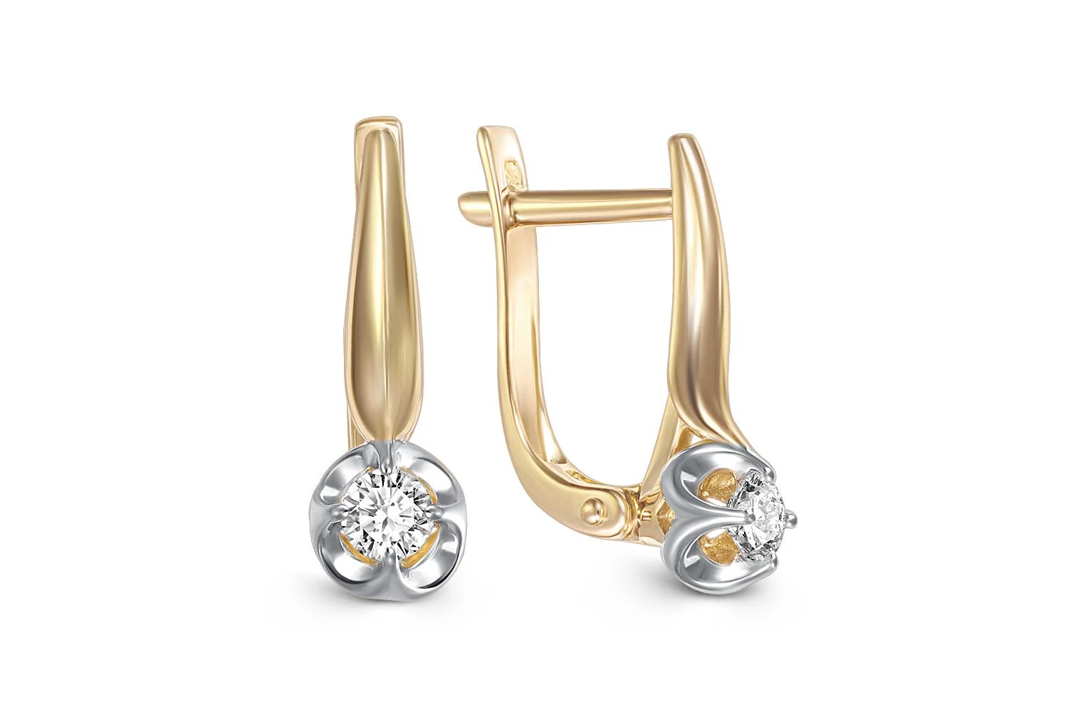 Серьги из жёлтого золота с 2 бриллиантами