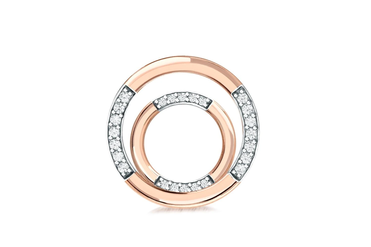 Комплект подвесок Круги из красного золота с 24 выращенными бриллиантами