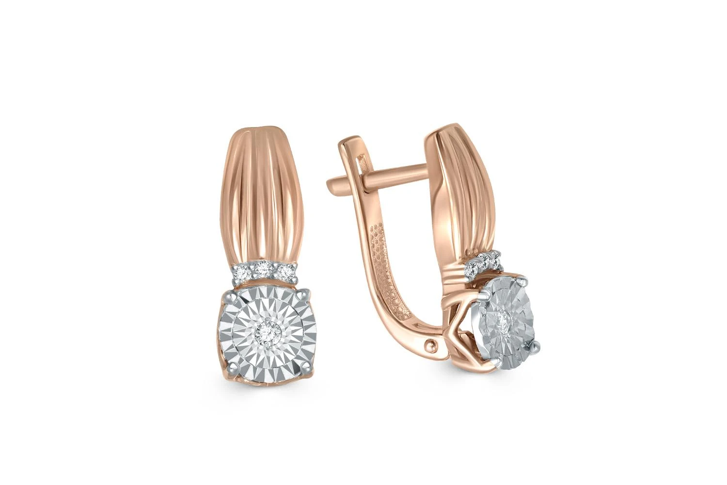 Серьги из красного золота с 8 бриллиантами