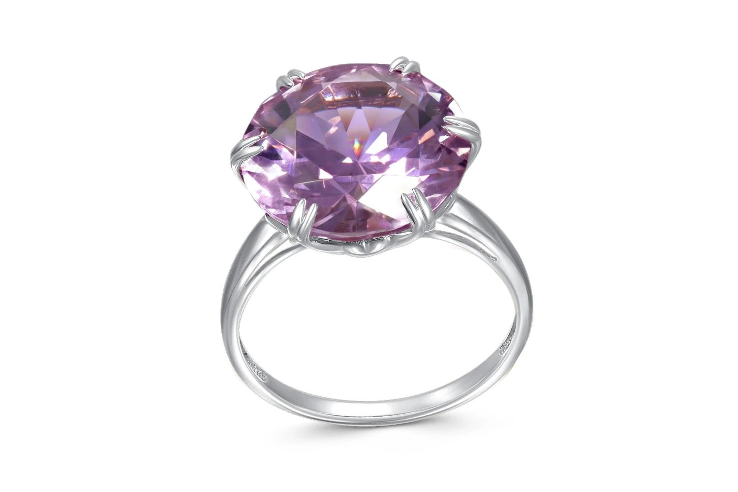 Кольцо из белого золота с аметистом