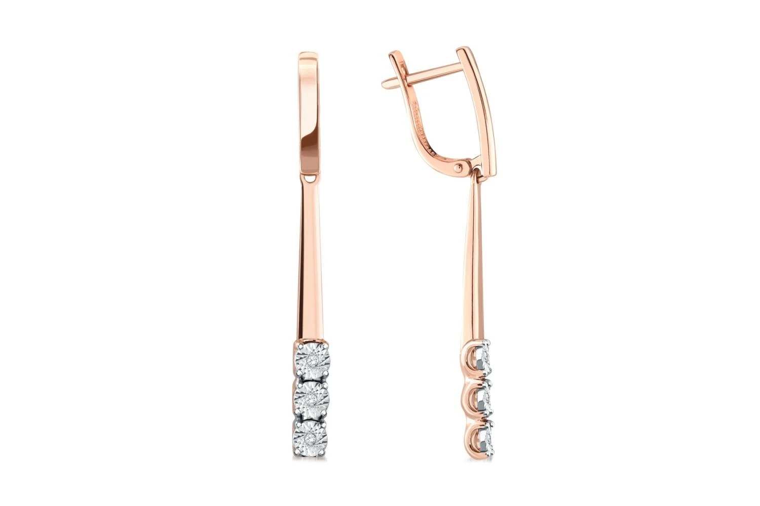 Серьги из красного золота с 6 бриллиантами