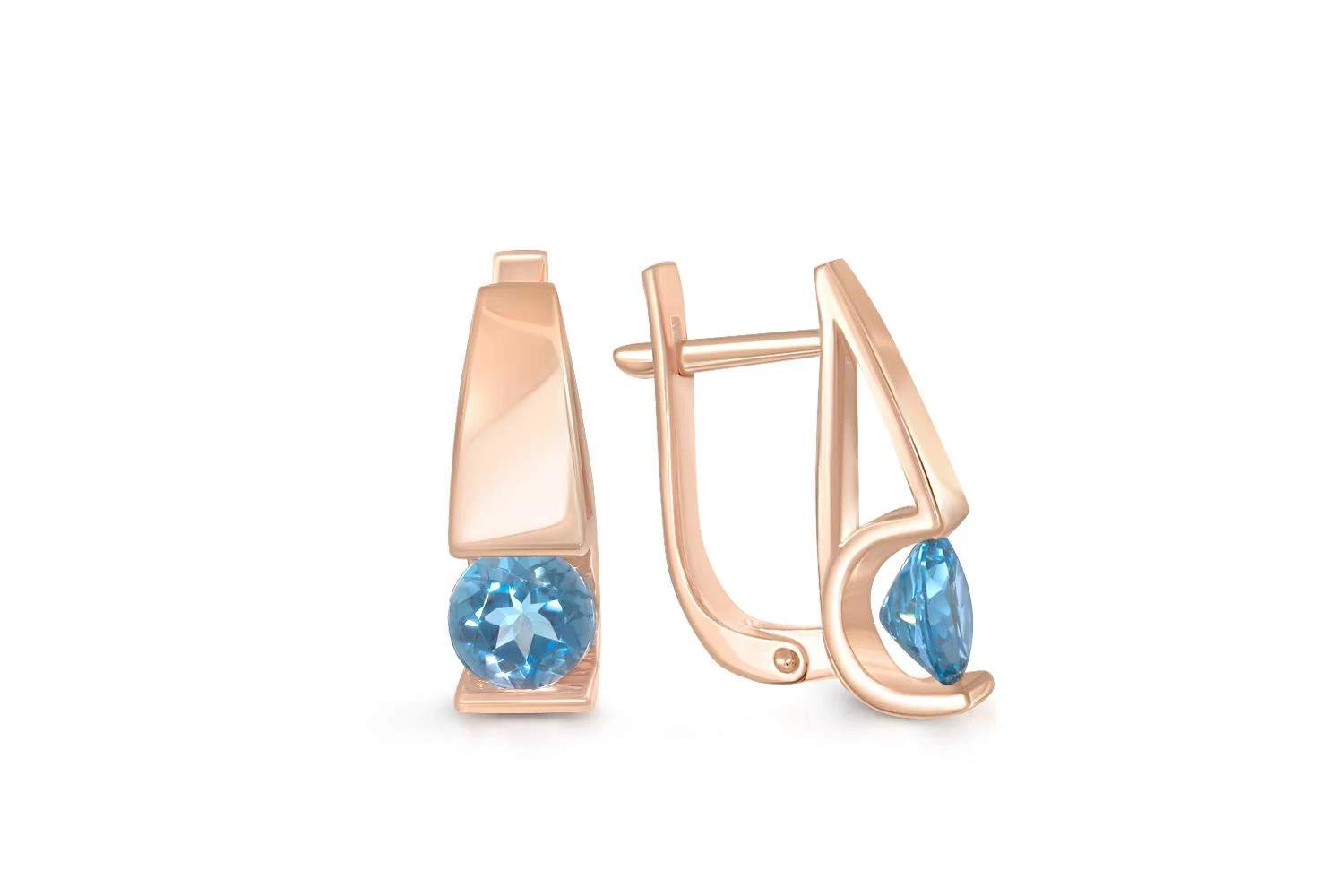 Серьги из красного золота с 2 топазами swiss