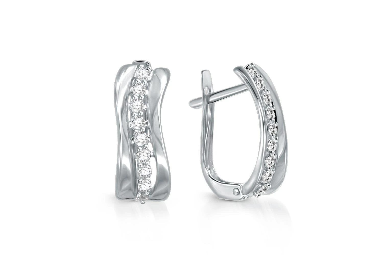 Серьги из белого золота с 18 фианитами