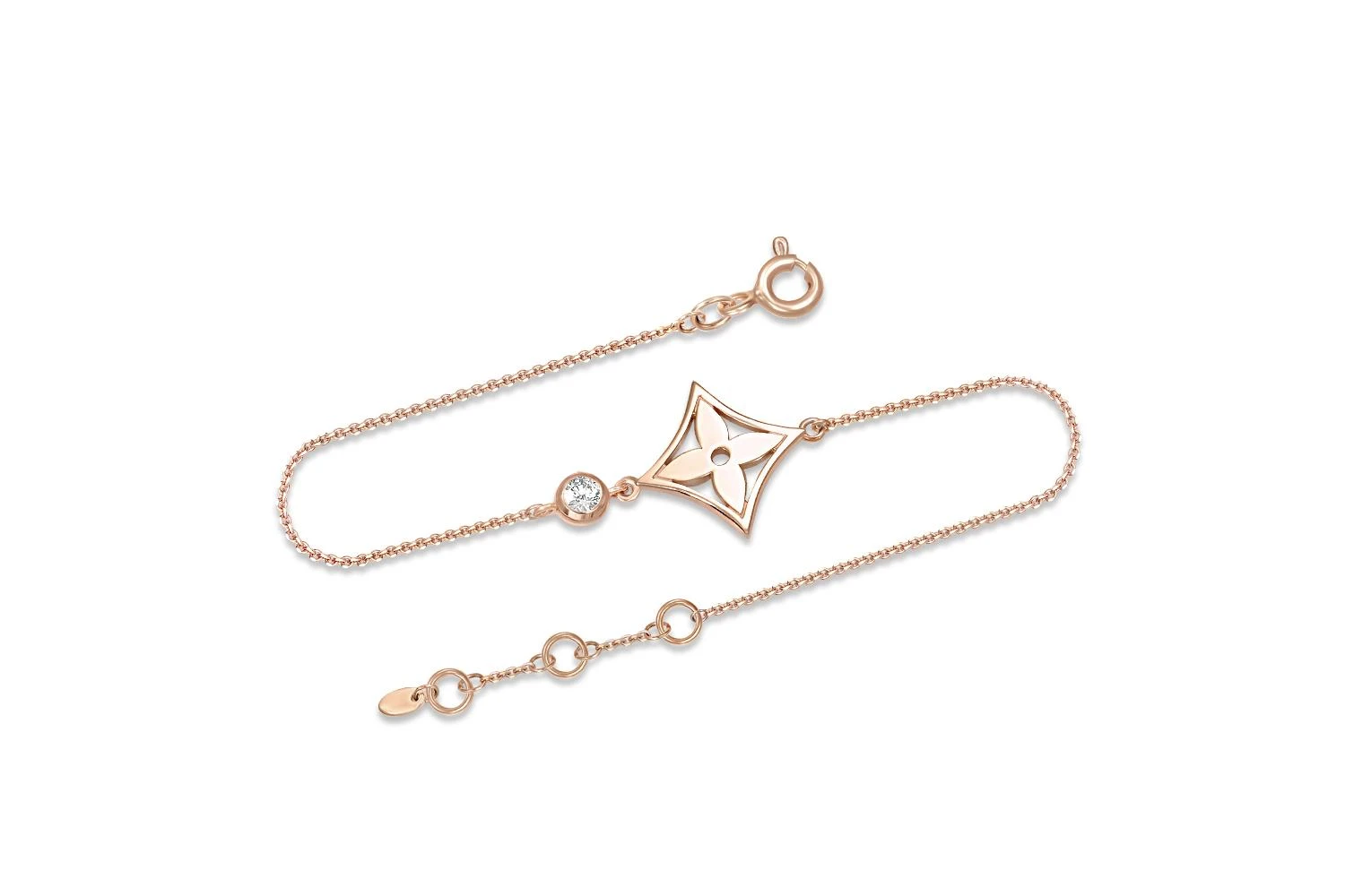 Браслет Клевер из красного золота с фианитом