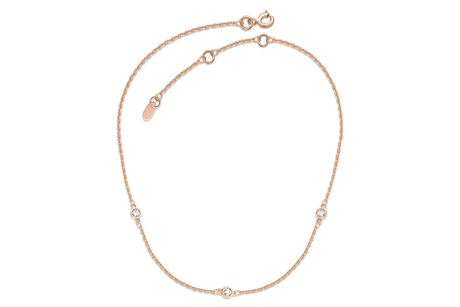 Колье из красного золота с 3 фианитами