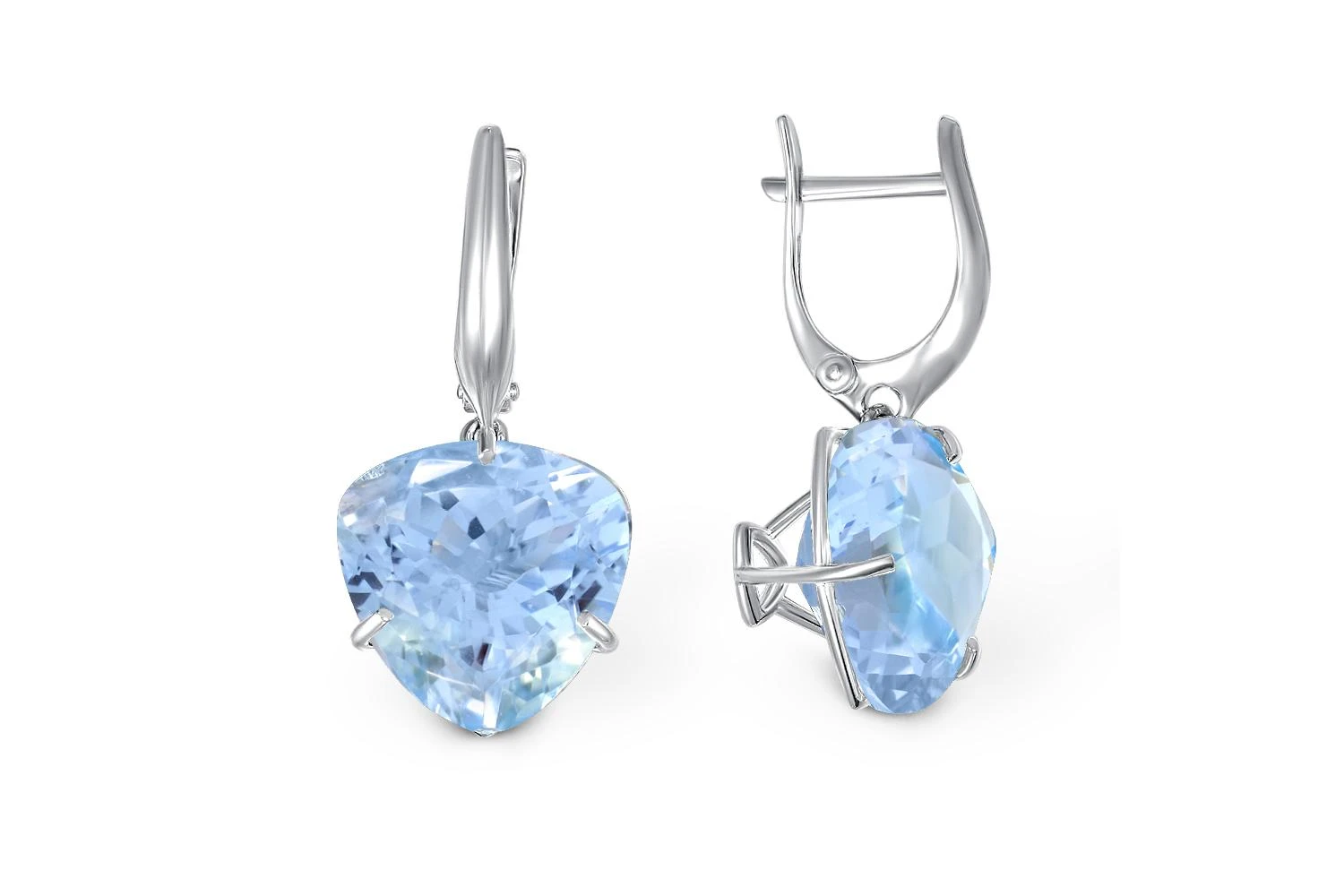 Серьги из белого золота с 2 топазами sky