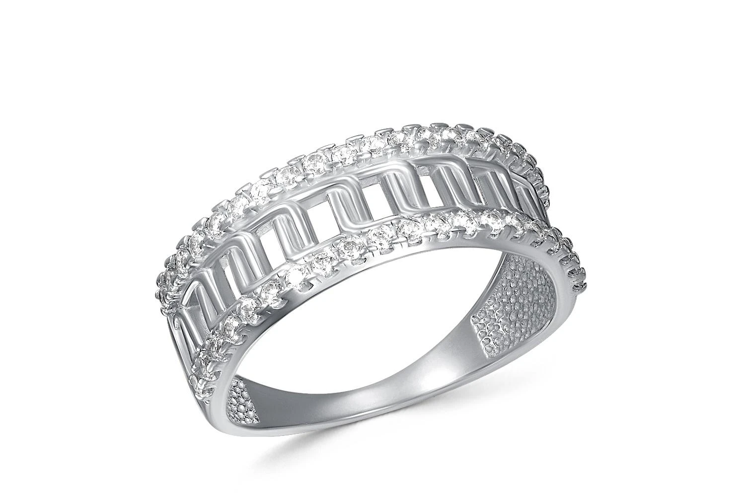 Кольцо из белого золота с 40 фианитами