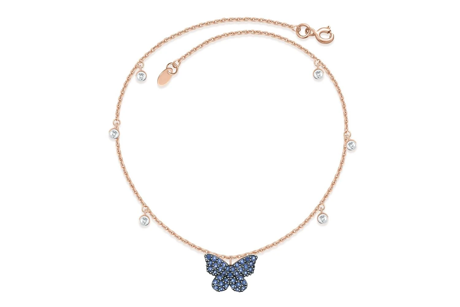 Колье Бабочка из красного золота с 43 фианитами