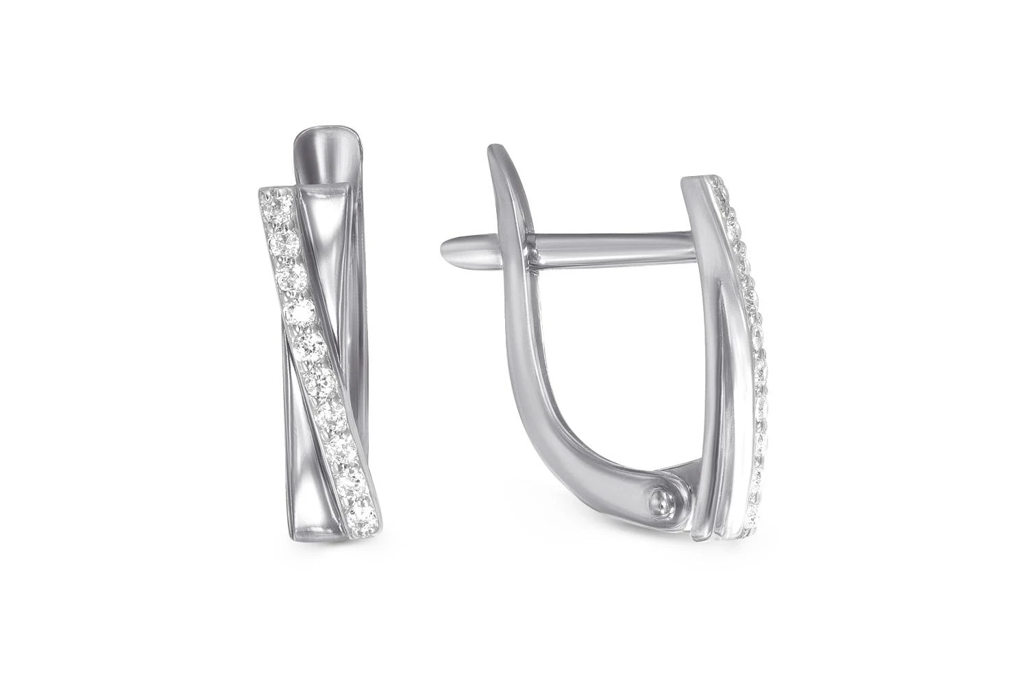 Серьги Дорожки из белого золота с 20 фианитами