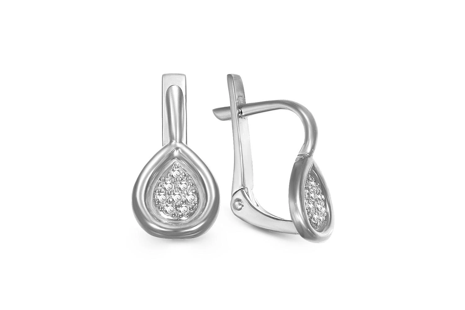 Серьги из белого золота с 16 бриллиантами