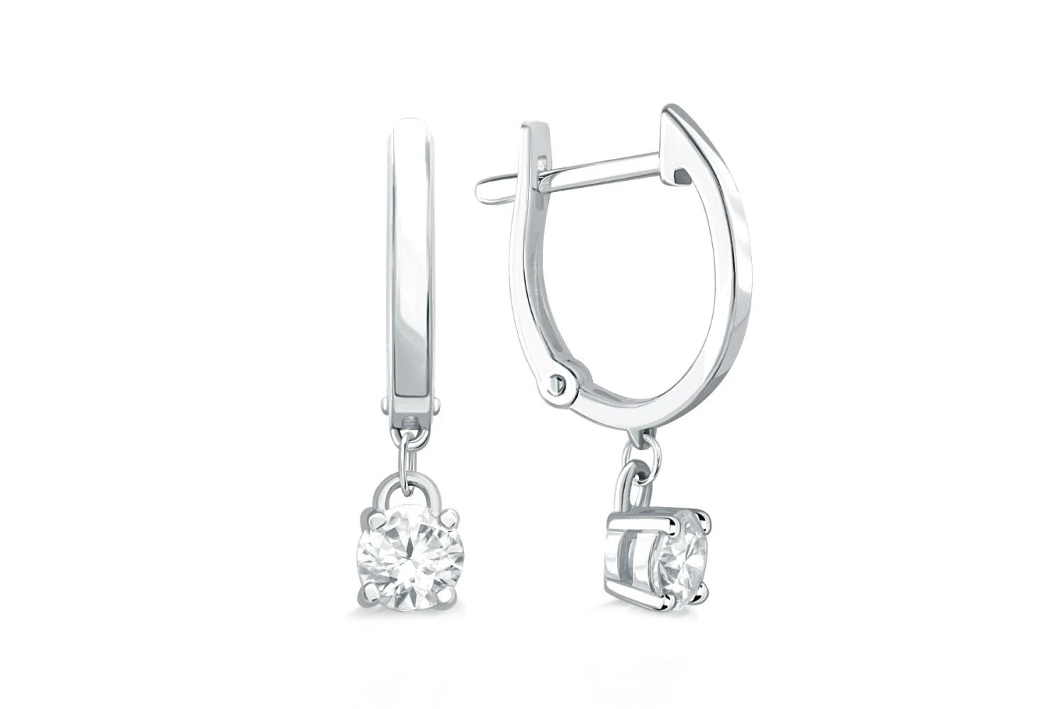 Серьги из белого золота с 2 муассанитами