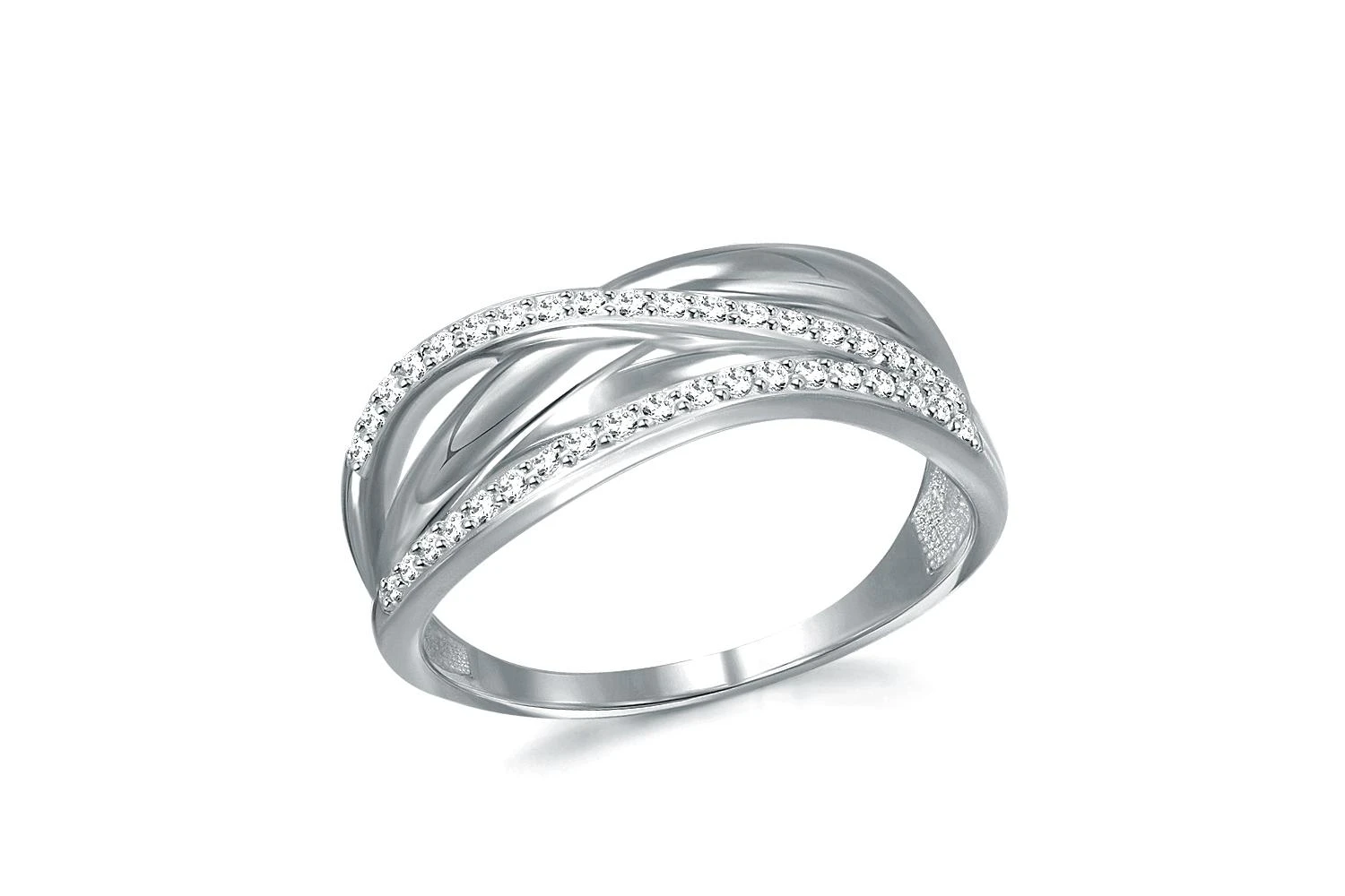 Кольцо из белого золота с 38 фианитами