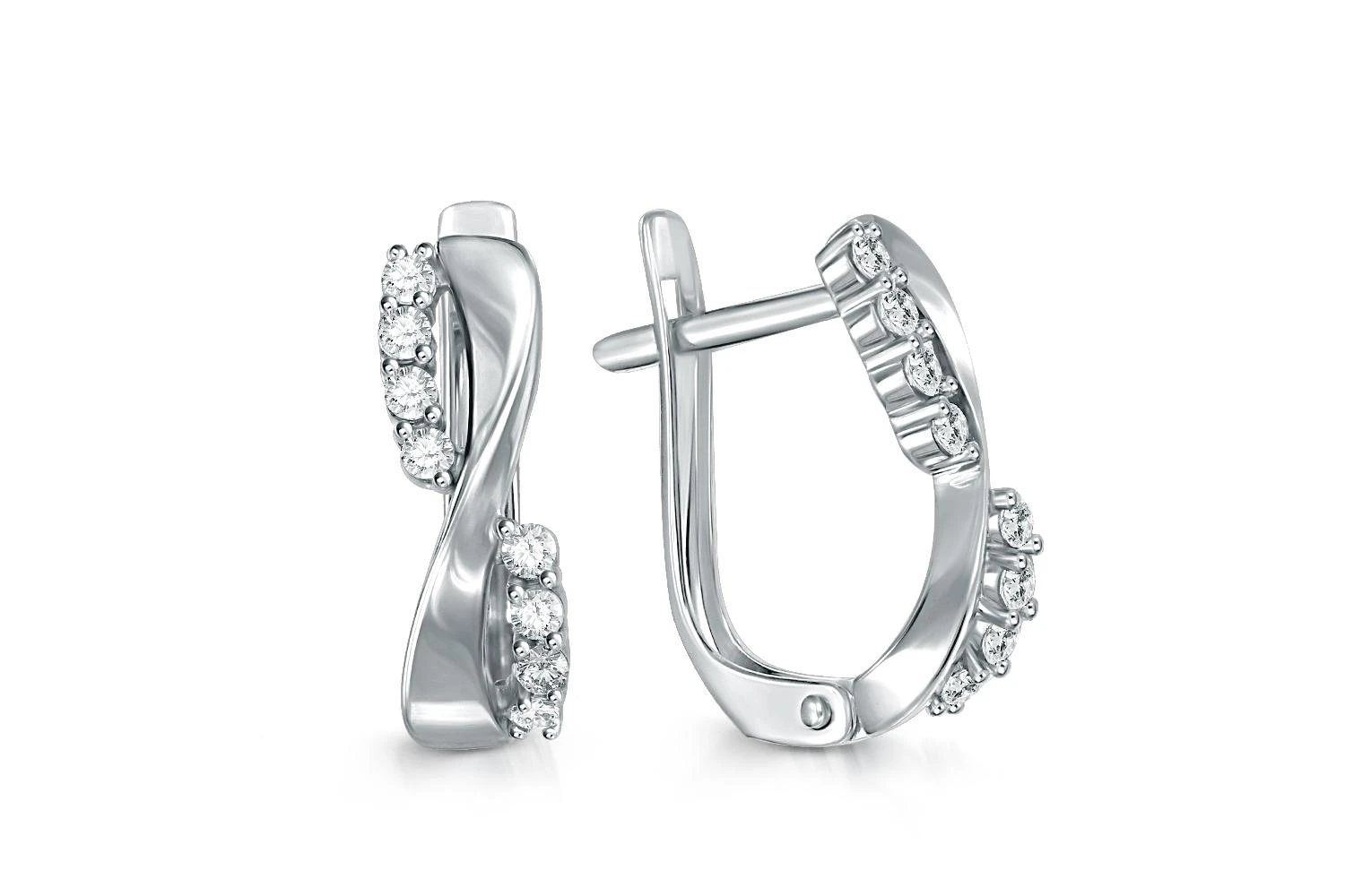 Серьги из белого золота с 16 фианитами