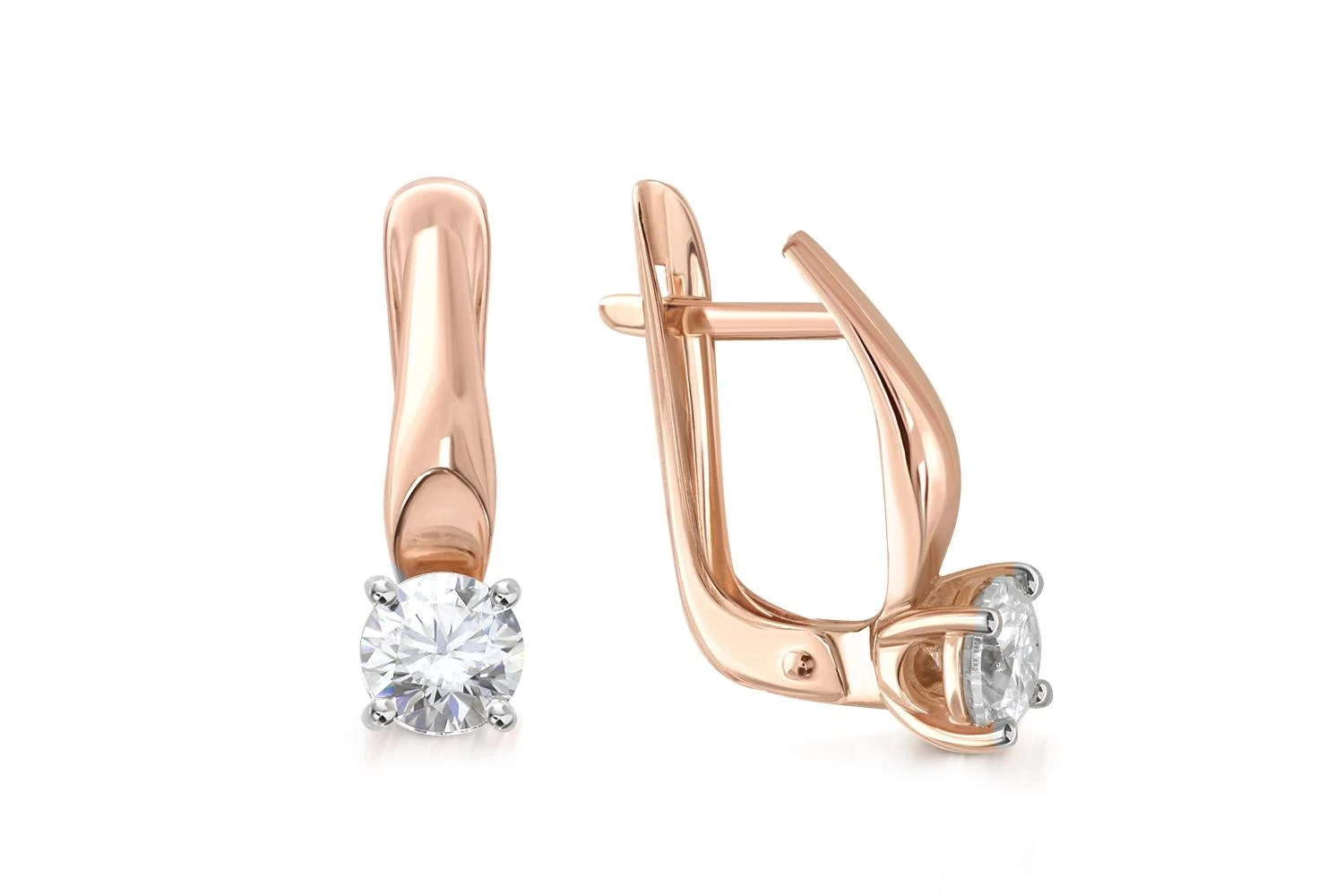 Серьги из красного золота с 2 муассанитами