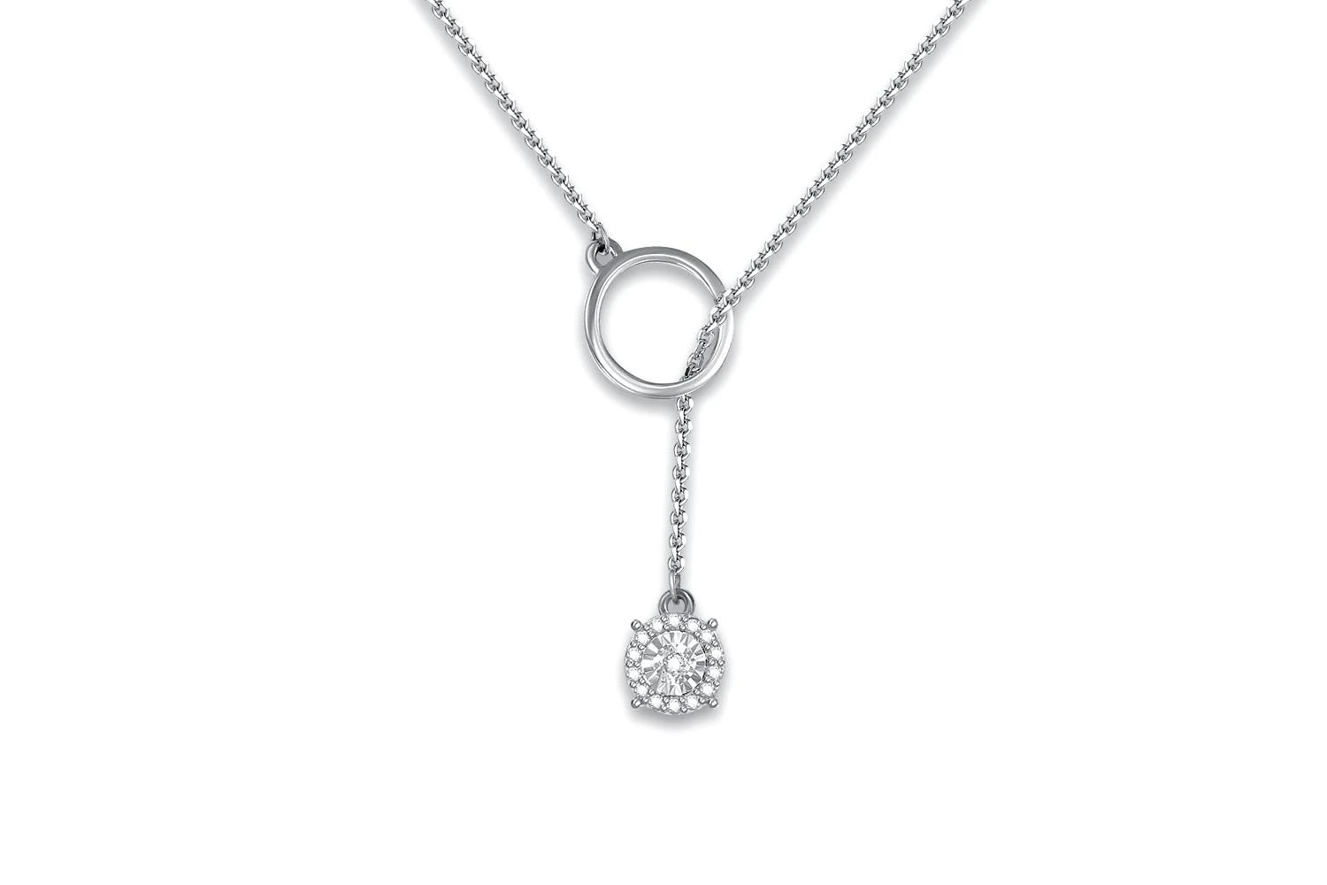 Колье Круг из белого золота с 15 бриллиантами