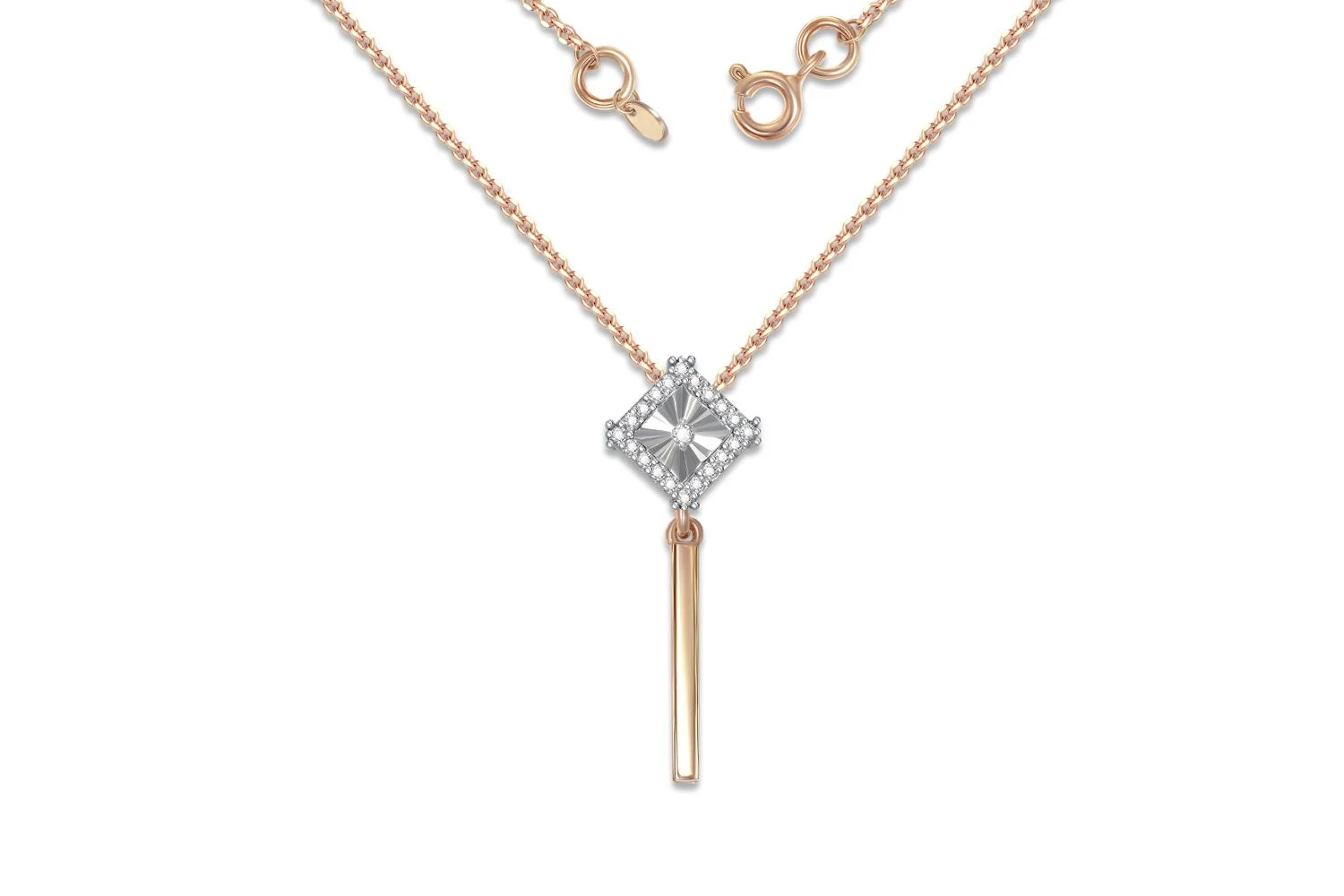 Колье Квадрат из красного золота с 21 бриллиантами