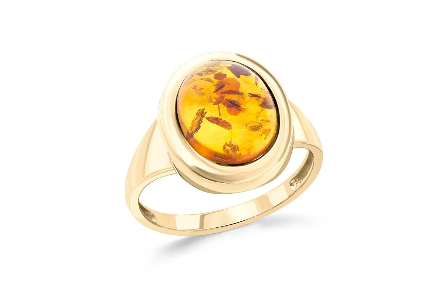 Кольцо из жёлтого золота с янтарём