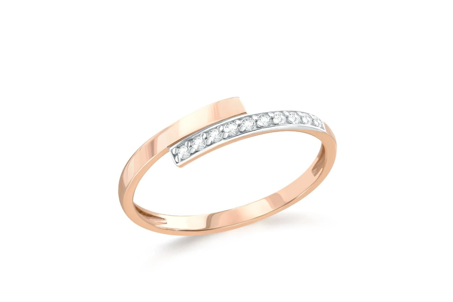 Кольцо Дорожка из красного золота с 10 фианитами