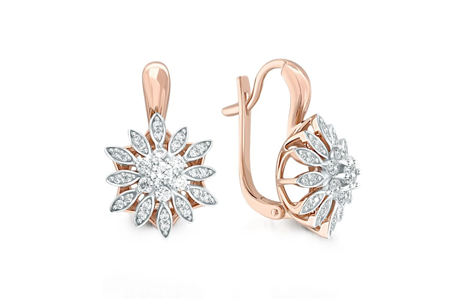 Серьги Цветы из красного золота с 62 бриллиантами