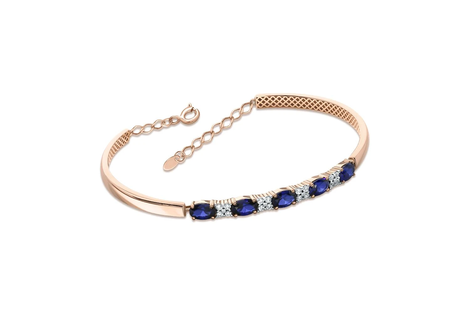 Браслет Дорожка из красного золота с 5 корундами и 16 фианитами