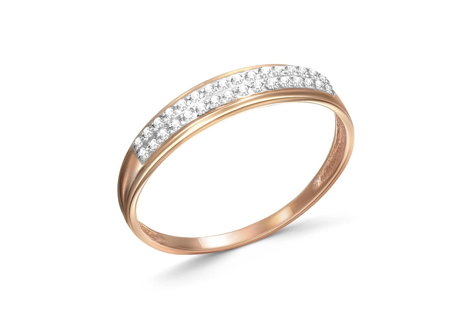 Обручальное кольцо Дорожка из красного золота с 32 бриллиантами