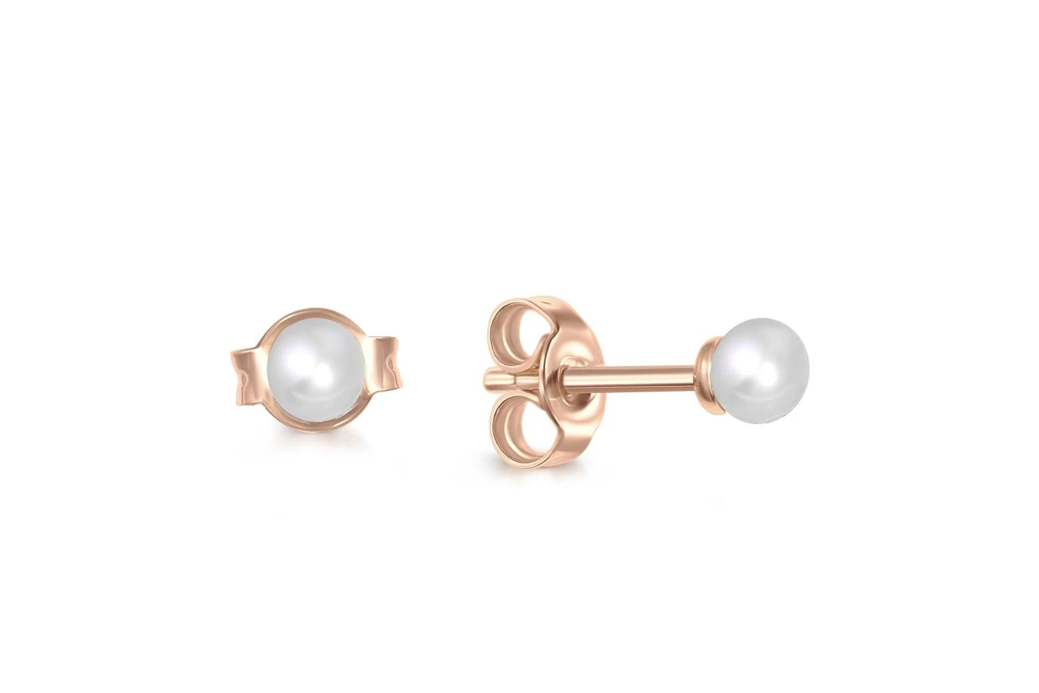 Серьги-пусеты из красного золота с 2 жемчужинами
