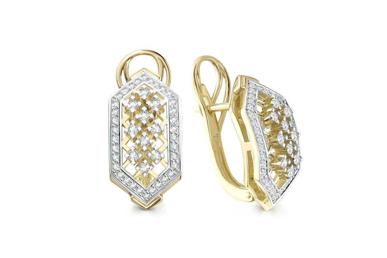 Серьги из жёлтого золота с 88 бриллиантами